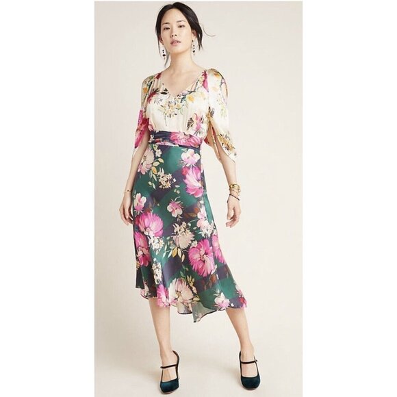 Love Sam Womens Sheath Dress Multicolor Floral V Neck Empire Waist XS New‎ - Picture 1 of 11